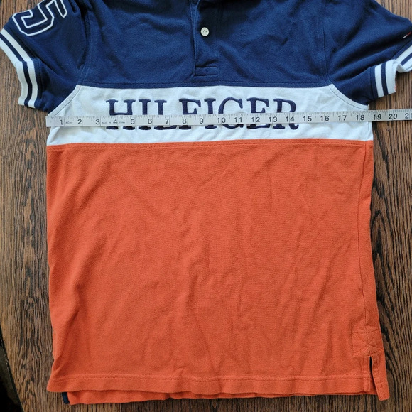 Tommy Hilfiger Navy Orange Embroidered Custom Fit Polo Shirt Size Men's Small - Picture 2 of 8